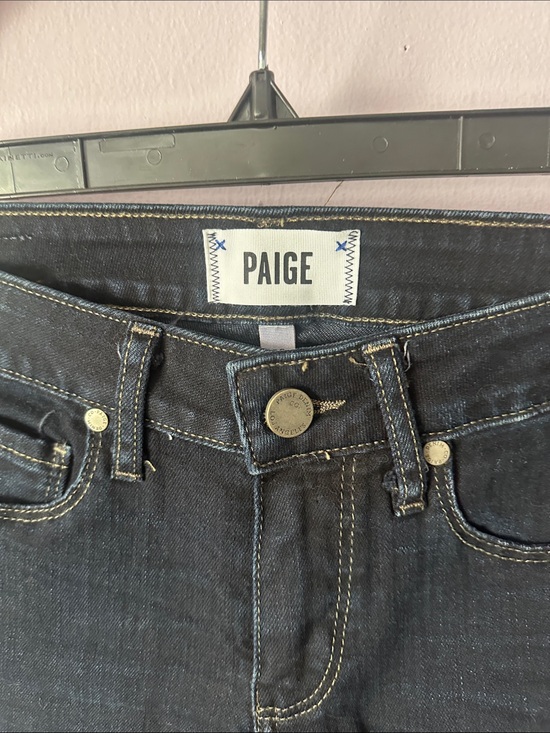 PAIGE Denim - PAIGE Women’s Slim Dark Blue Jeans with Contrast Stitching